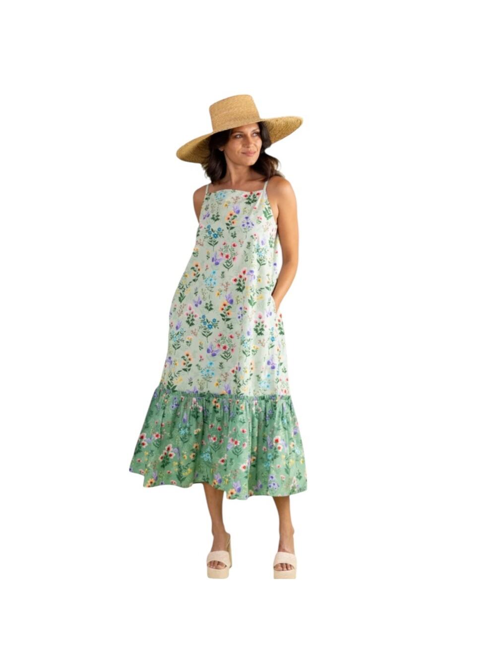 NWOT Double A Vera‎ Dress in Mixed Botanical Sz XS